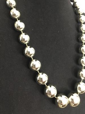 Beautiful Large Silver Tone Metal Beaded Necklace