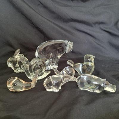 Collection of Eight Fenton & Hadeland and More Clear Art Glass Animals (PB-SD)