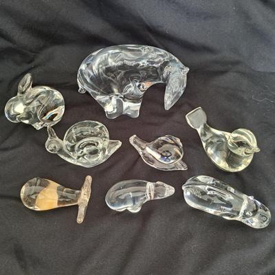 Collection of Eight Fenton & Hadeland and More Clear Art Glass Animals (PB-SD)