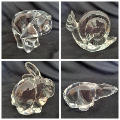 Collection of Eight Fenton & Hadeland and More Clear Art Glass Animals (PB-SD)