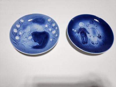 Two Desiree Denmark old Copenhagen Blue Mother's Day collectible plates - 1972 & 1973