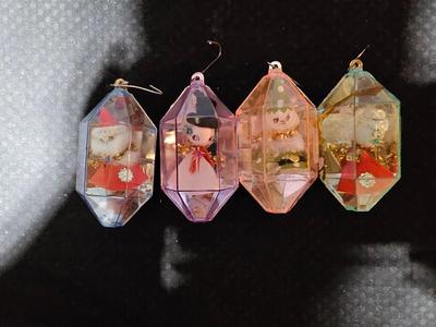 Four excellent Vintage Jewel Bright ornaments