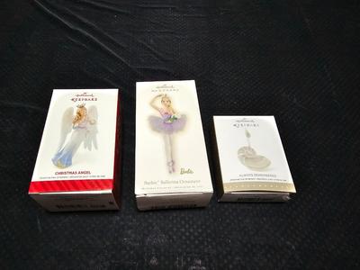 Three Hallmark keepsake Christmas Ornaments in original boxes