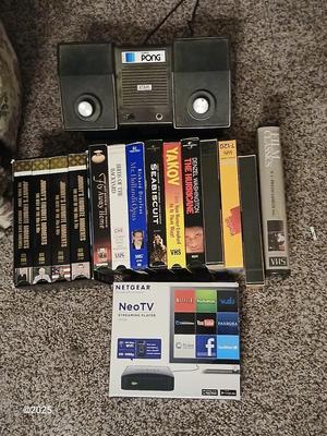 Vintage Atari Pong game, with VHS Tapes and a Neo TV streaming player - A little old - and a little new!