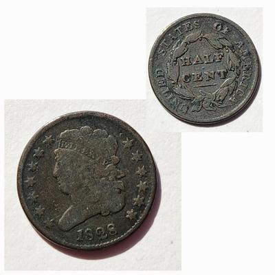 1828 Half Cent United States Coin 13 Stars