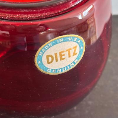 LOT 82: Vintage Oil Lanterns Globes: Unmarked Railroad, Clear & Red Dietz