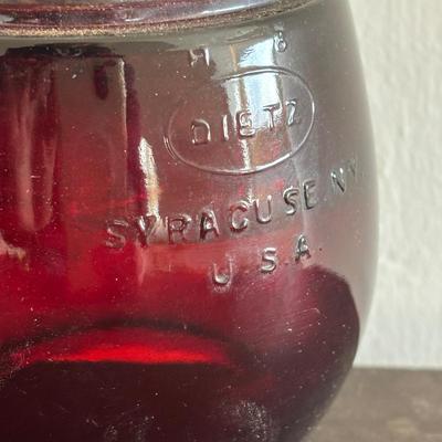 LOT 82: Vintage Oil Lanterns Globes: Unmarked Railroad, Clear & Red Dietz