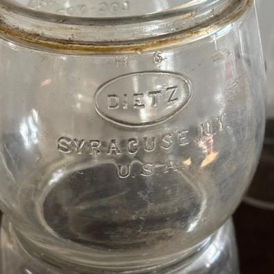 LOT 82: Vintage Oil Lanterns Globes: Unmarked Railroad, Clear & Red Dietz