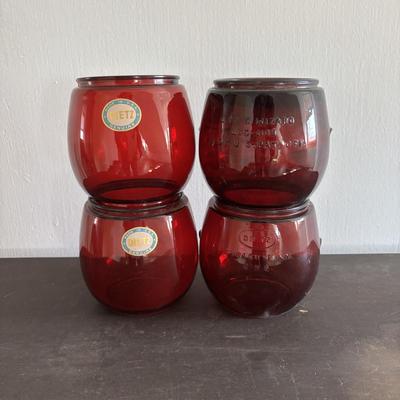 LOT 82: Vintage Oil Lanterns Globes: Unmarked Railroad, Clear & Red Dietz