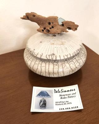 Lot #210 Dale Simmons Pottery Covered Jar with Driftwood Lide