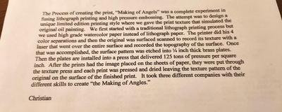 Lot #211 "The Making of Angels" Fused Lithograph by artist Christian Seidler