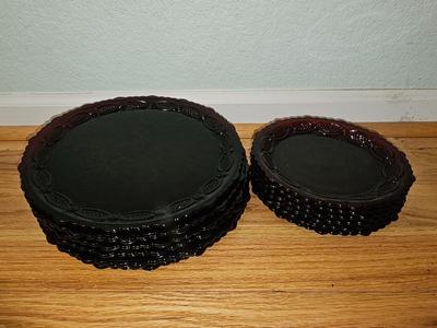 Avon Cape cod Ruby red dinner and Dessert plates 6 each - total of 12