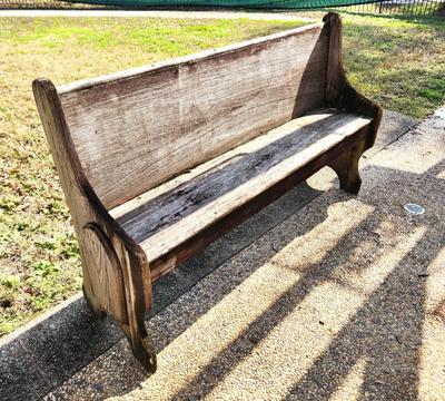 Lot #213 Primitive Cypress Bench - Church Pew