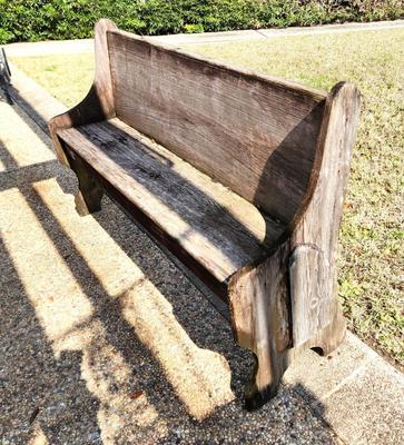 Lot #213 Primitive Cypress Bench - Church Pew