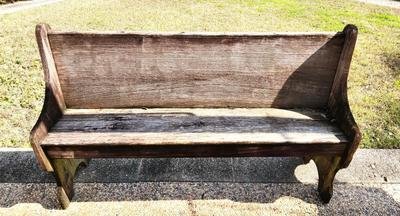 Lot #213 Primitive Cypress Bench - Church Pew