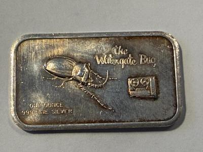 Scarce 1970's The Watergate Bug Vintage 1oz .999 Silver Art Bar as Pictured. FREE DOMESTIC SHIPPING.