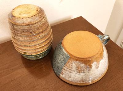 Lot #218 Lot of 2 Pieces Studio Pottery - Bowl and Vase