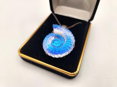 Lot #219 Art Glass Necklace with Sterling Chain - signed