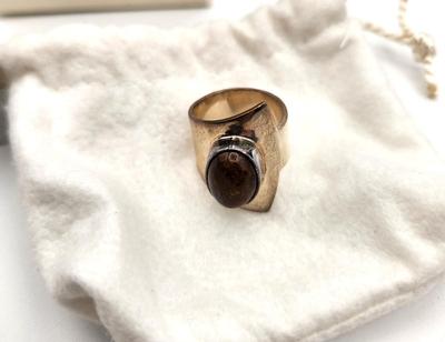 Lot #225 Dominique Dinouart signed Hammered Sterling Silver Ring with Stone
