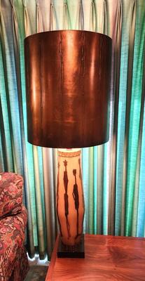 Lot #235 Gorgeous MCM Glass Lamp - original shade - works