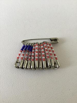 Vintage safety clip beaded flag