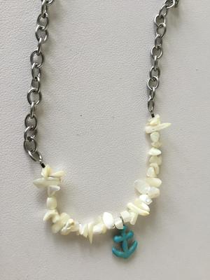 Unmarked quartz type anchor charm necklace
