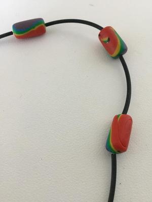 Black cord rainbow beaded fashion necklace