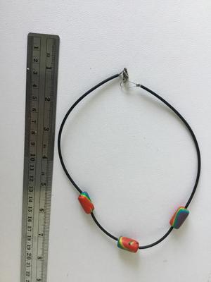 Black cord rainbow beaded fashion necklace