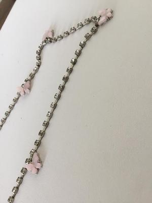Light pink rhinestone butterfly fashion necklace