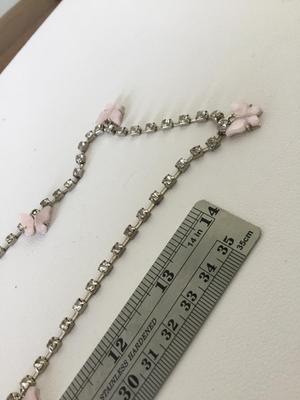 Light pink rhinestone butterfly fashion necklace