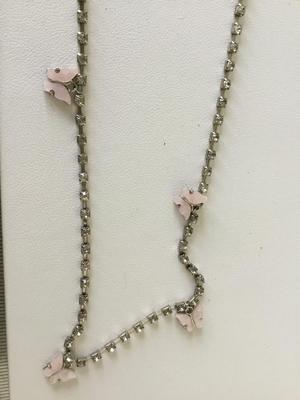 Light pink rhinestone butterfly fashion necklace