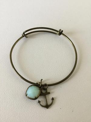 Bronze tone anchor charm bracelet