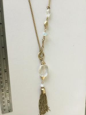 Beautiful gold tone tassel fashion necklace