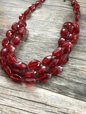 Beautiful red fashion beaded necklace