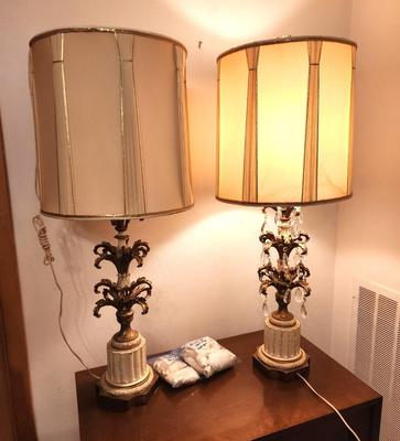 Lot #237 Pair of Vintage Lamps -Crystal Prisms - working condition