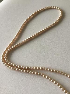 Champagne colored beaded long fashion necklace