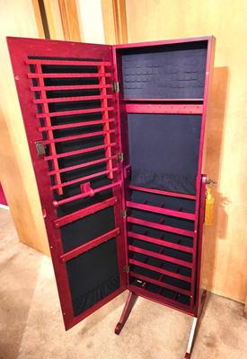 Lot #249 Standing Jewelry Armoire with mirror