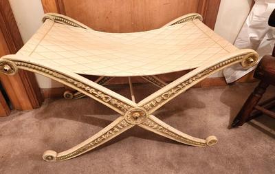 Lot #251 Vintage Hollywood Regency BOHO style Vanity Bench