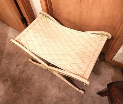 Lot #251 Vintage Hollywood Regency BOHO style Vanity Bench