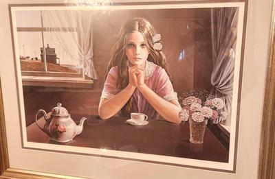 Lot #257 Print by Listed Artist Patti Bannister "Porcelain Rose" - signed/numbered