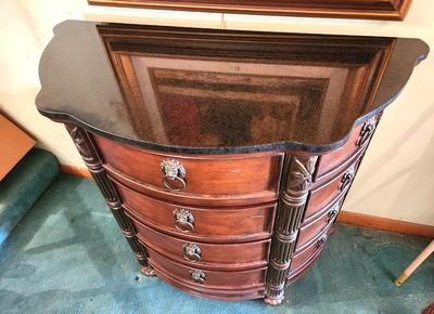 Lot #259 Contemporary Demi-Lune Wide Table - 4 drawers