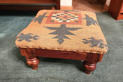 Lot #261 Vintage Footstool with Southwest upholstery