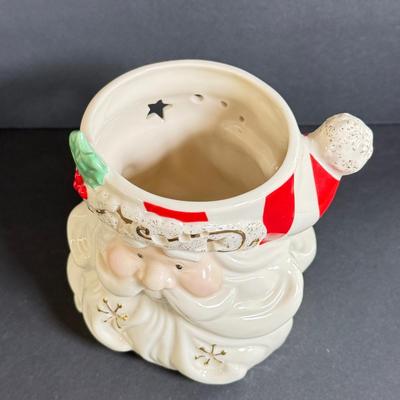 LOT 4D: Lenox Holiday: Occasions Santa Votive, 1997 Angel Mug, Pinecone and Holly Basket Dish, Special Bowl, Snowman & We Three Kings...