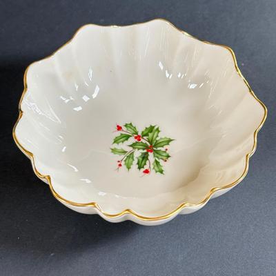 LOT 4D: Lenox Holiday: Occasions Santa Votive, 1997 Angel Mug, Pinecone and Holly Basket Dish, Special Bowl, Snowman & We Three Kings...