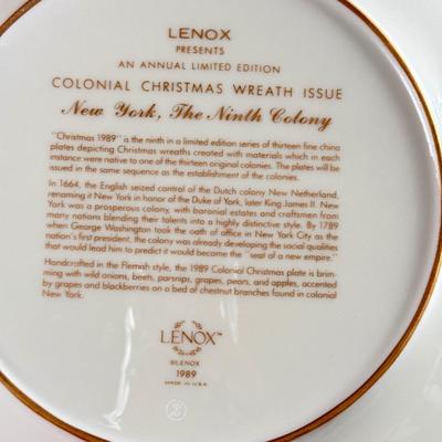 LOT 7D: Lenox Plates: Colonial Christmas Wreath, Holiday Platter & Holiday Hostess Collection