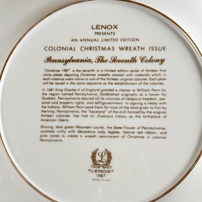 LOT 7D: Lenox Plates: Colonial Christmas Wreath, Holiday Platter & Holiday Hostess Collection