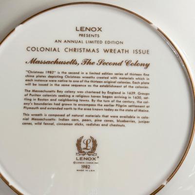LOT 7D: Lenox Plates: Colonial Christmas Wreath, Holiday Platter & Holiday Hostess Collection