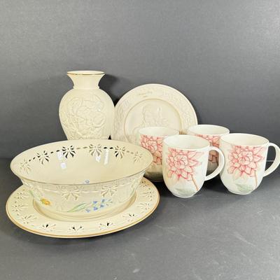 LOT 8D: Lenox Collection: 1997 Mother's Day Plate, Limited Edition 5000 "Victorian Beauty" Pierced Plate w/ Matching Bowl,...