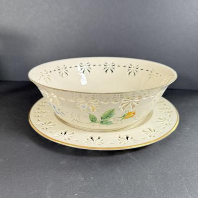 LOT 8D: Lenox Collection: 1997 Mother's Day Plate, Limited Edition 5000 "Victorian Beauty" Pierced Plate w/ Matching Bowl,...