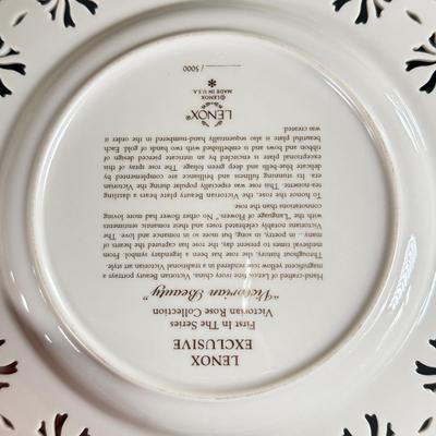 LOT 8D: Lenox Collection: 1997 Mother's Day Plate, Limited Edition 5000 "Victorian Beauty" Pierced Plate w/ Matching Bowl,...